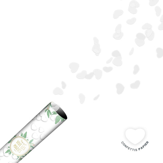 Canon à Confettis Cœur Blanc 38cm