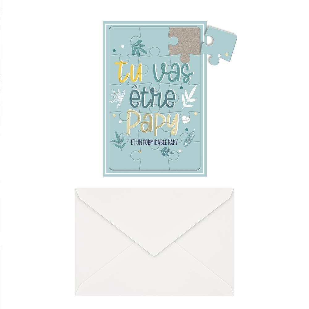 Carte Puzzle Annonce "Tu Vas Être Papy" – Idée Cadeau Originale
