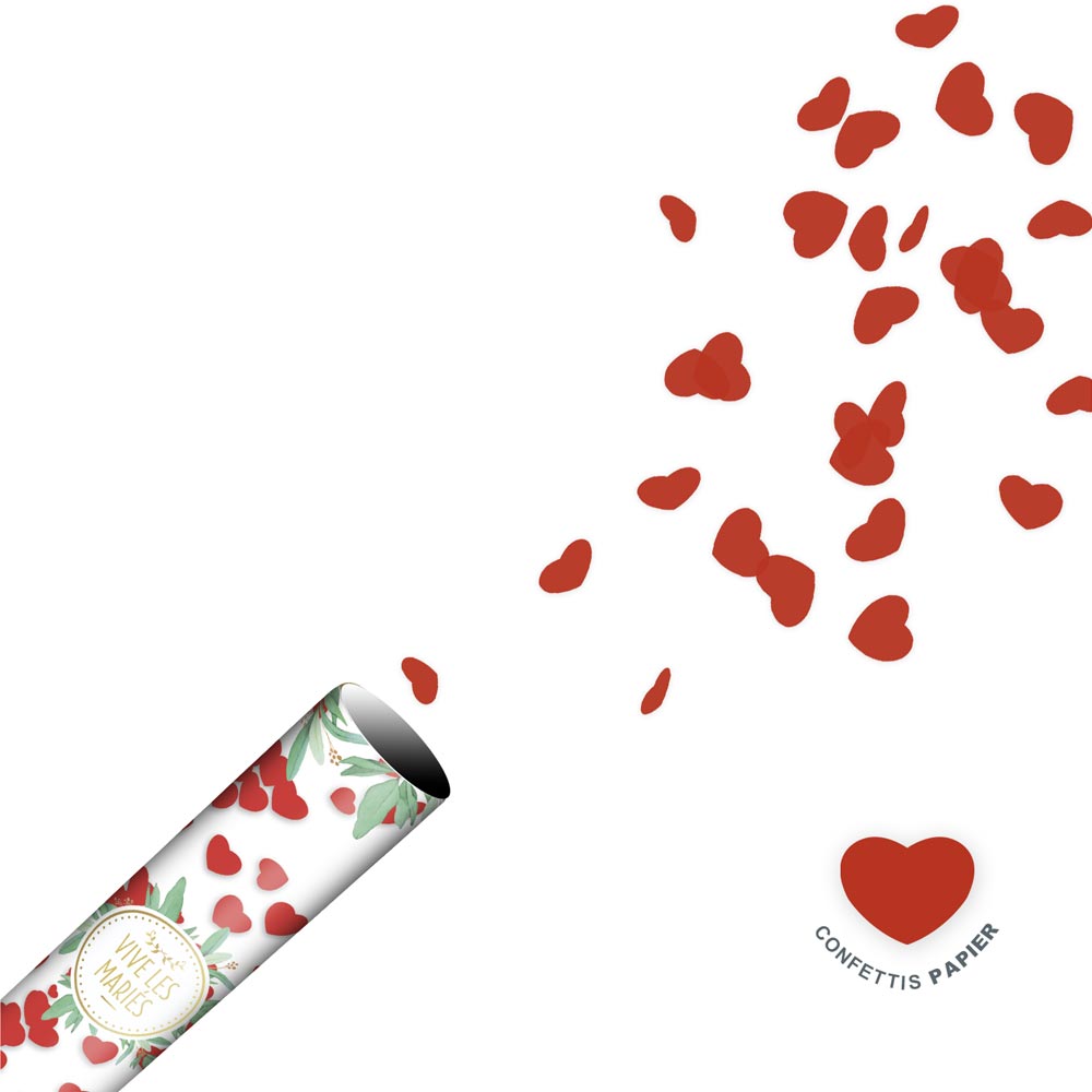 Canon à Confettis Cœur Rouge 38cm