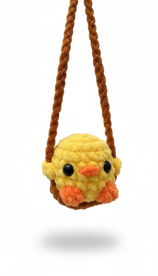 Poussin en Crochet pour Rétroviseur de Voiture | Accessoire Décoratif Fait Main