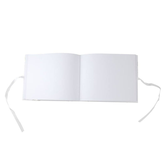 Livre d'Or Mariage Blanc et Or – Motif Fougère Élégant (80 Pages)